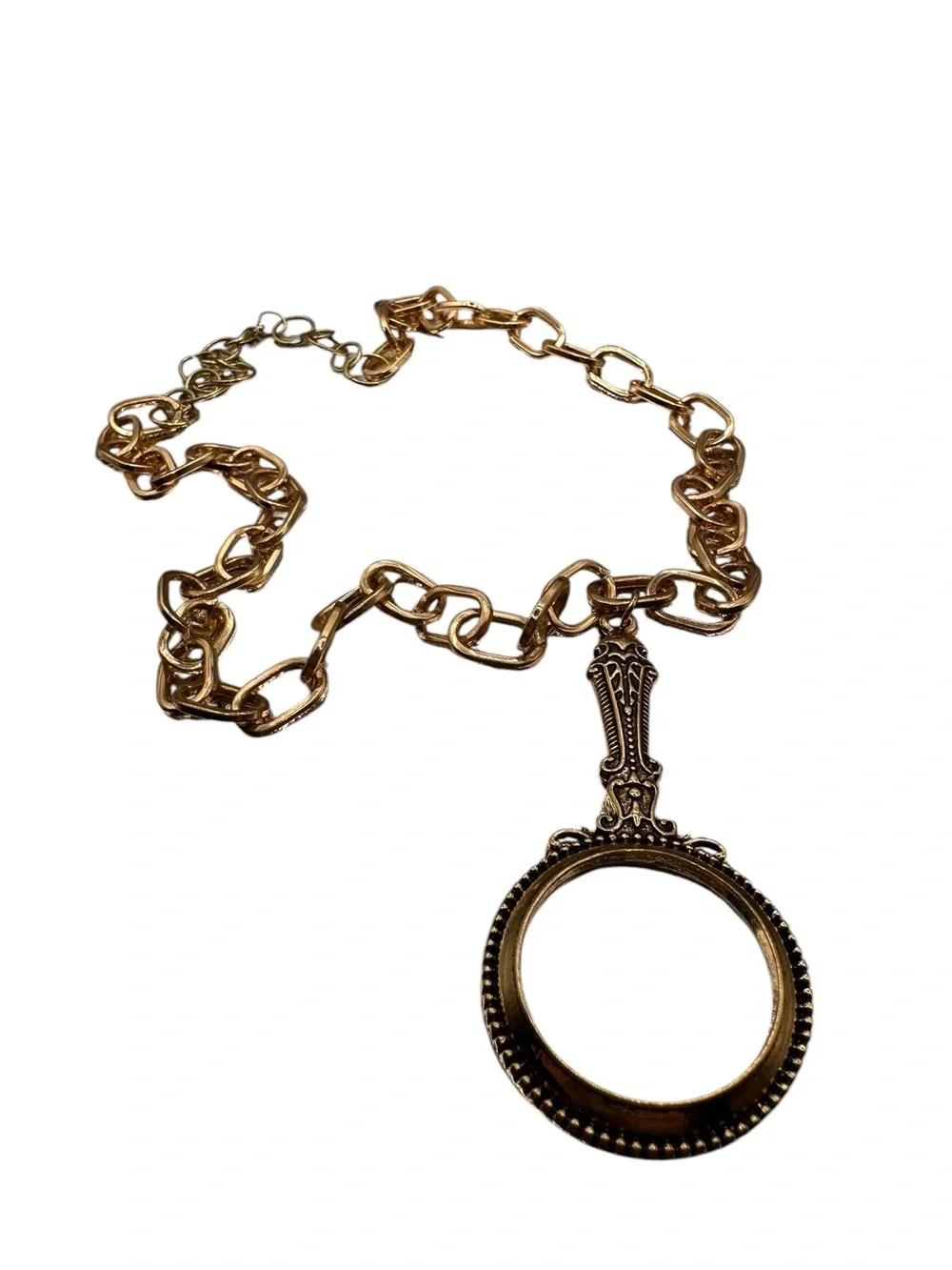 Gold-Tone Decorative Magnifier Pendant Necklace
